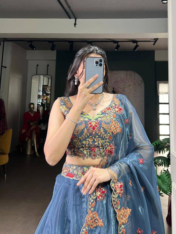 ELVINA Chanda Silk TEL Designer lehenga manufacturers in Hyderabad